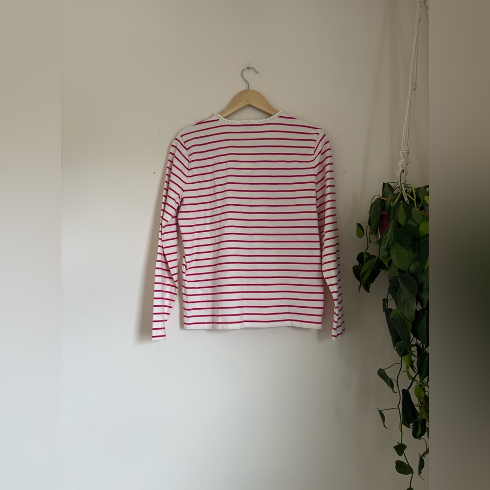 J Crew Striped Ruffle-Collar Henley - Picture 7 of 8